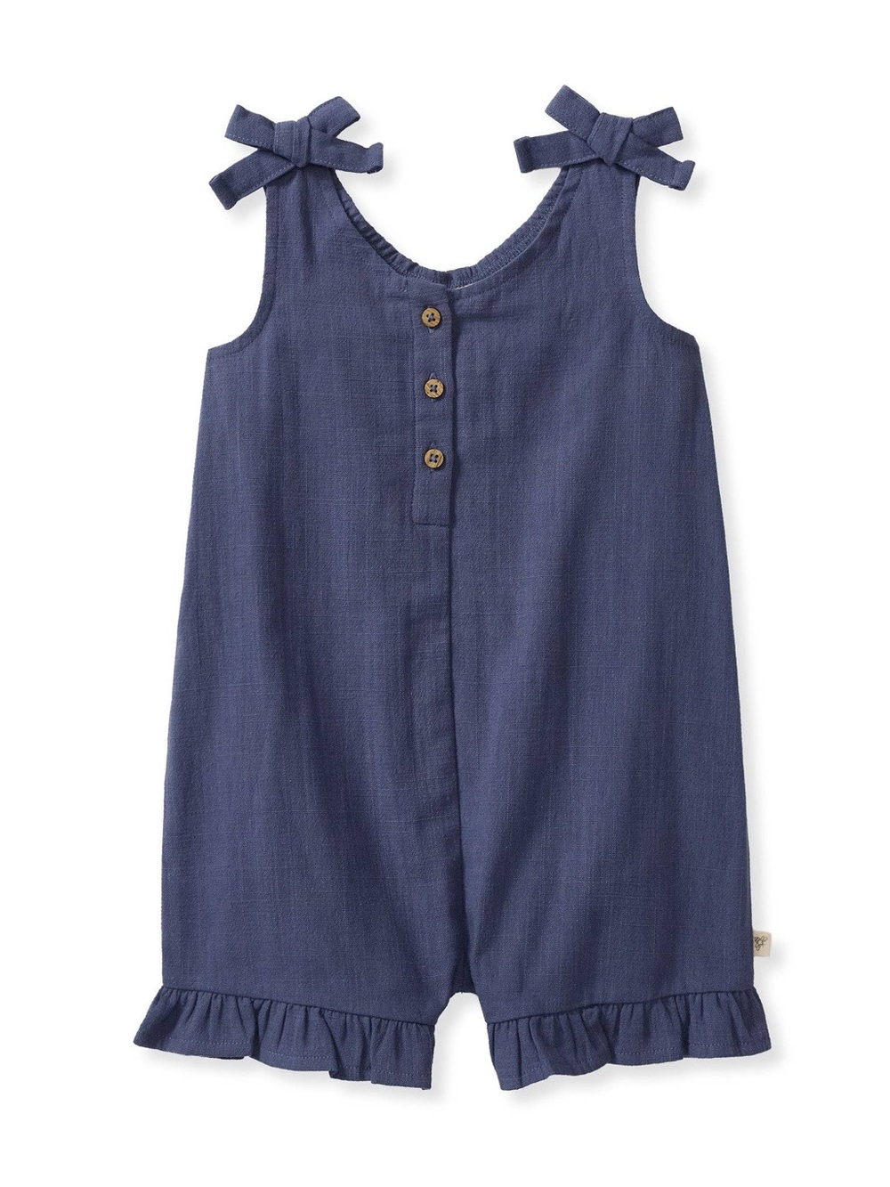 Check Gauze Blue Girl Romper